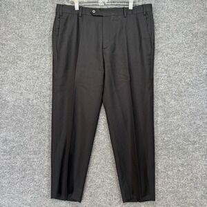 Zanella Dress Pants Men 36 Black Devon Wool Flat Front Luxury Trousers Slacks